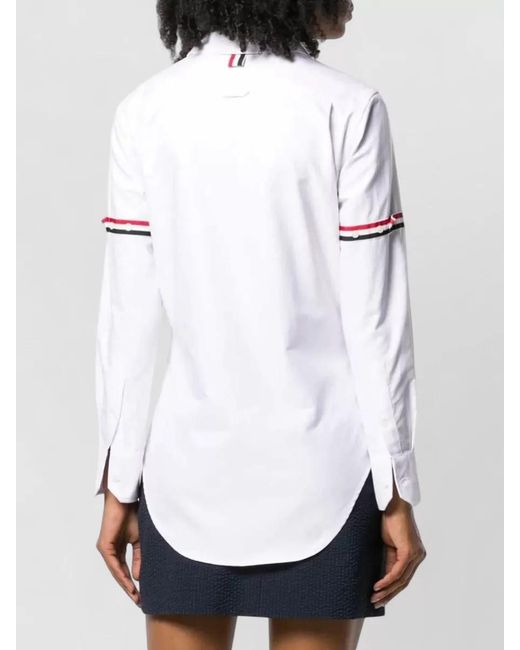 Thom Browne Natural Striped Cotton Long-Sleeve Shirt