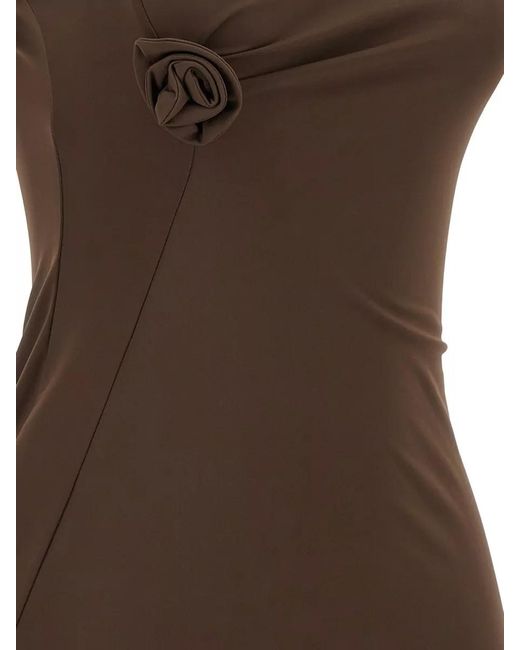 Coperni Brown Asymmetric One-Shoulder Cutout Midi Dress