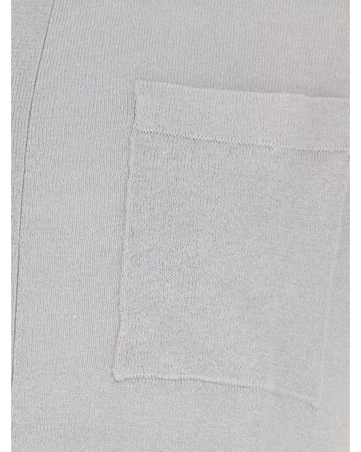 Fedeli Gray Linen Blend Short Sleeve Cardigan for men