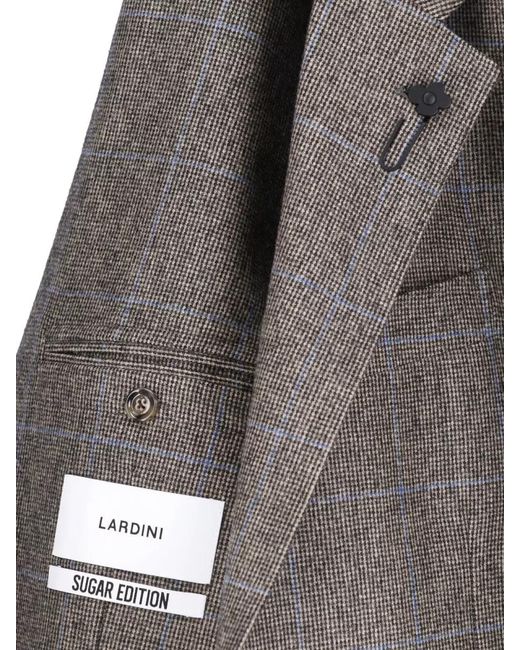Lardini Gray Checked Blazer Tailored Fit Notched Lapels for men