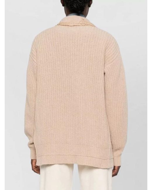 ERMANNO FIRENZE Natural Cardigan Long Sleeves Relaxed Fit Lace Detailing