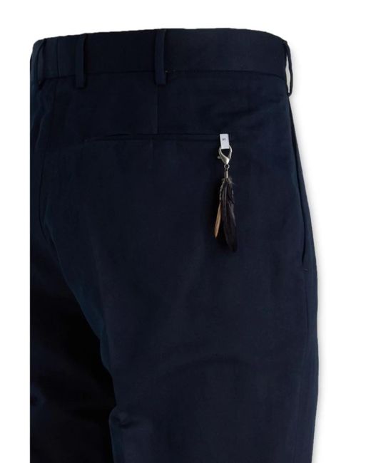 PT Torino Blue Linen-Blend Straight-Leg Trousers for men