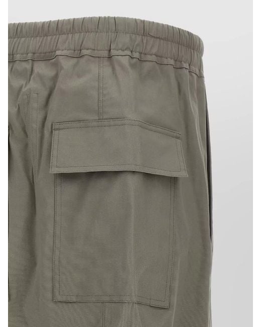 Rick Owens Green Cropped Drawstring Shorts Back Flap Pockets for men