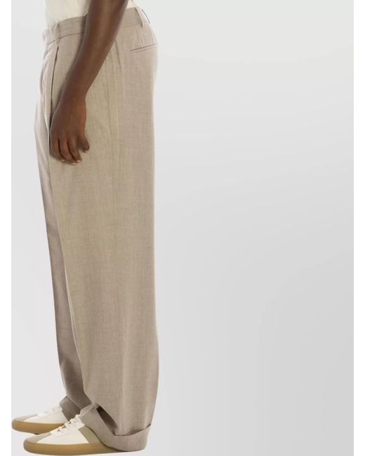 PT Torino Natural Virgin Wool Silk Wide-Leg Trousers for men