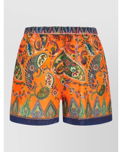 Etro Orange Ramie Shorts