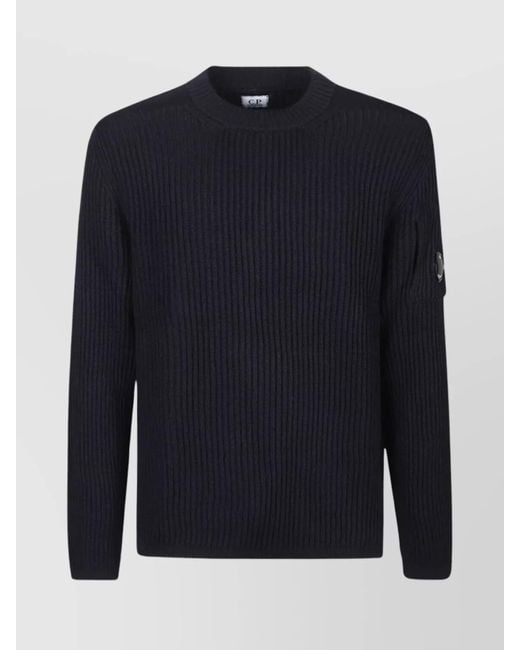 C P Company Blue Crew Neck Long Sleeve Knitwear Re-Wool for men
