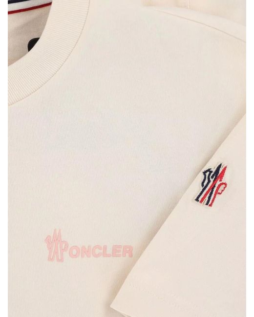 Moncler Natural Cotton Logo-Embroidered T-Shirt