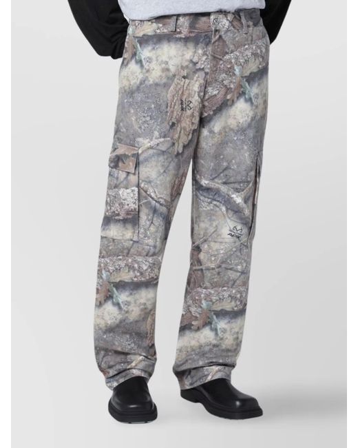 Represent Gray Camo Cargo Trousers for men