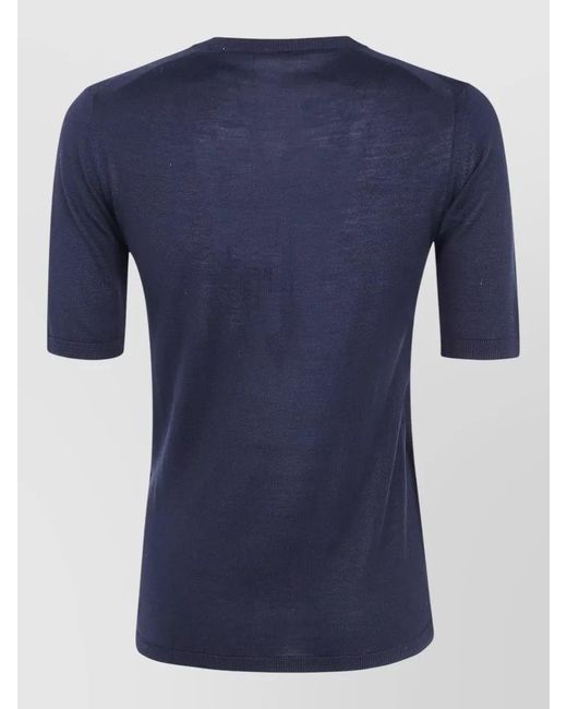 Max Mara Blue Mxm Aceti Crew Neck Lightweight Short Sleeve Sweater