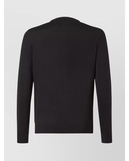 Fendi Black Virgin Wool Regular-Fit Crew-Neck Sweater for men