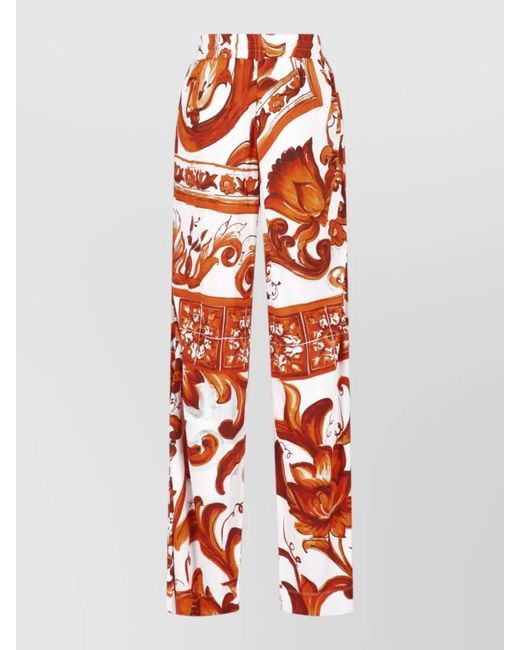 Dolce & Gabbana Red Wide-Leg Trousers