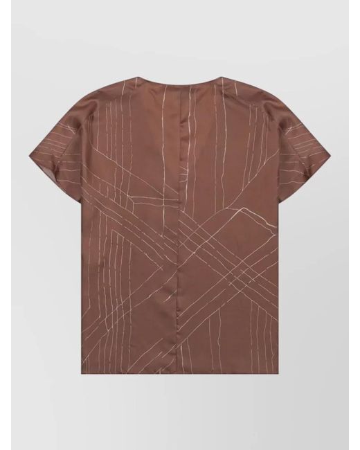 Alysi Brown Foundation Top Geometric Regular Fit V Neck