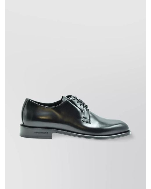 DSquared² Black Leather Derby Shoes for men