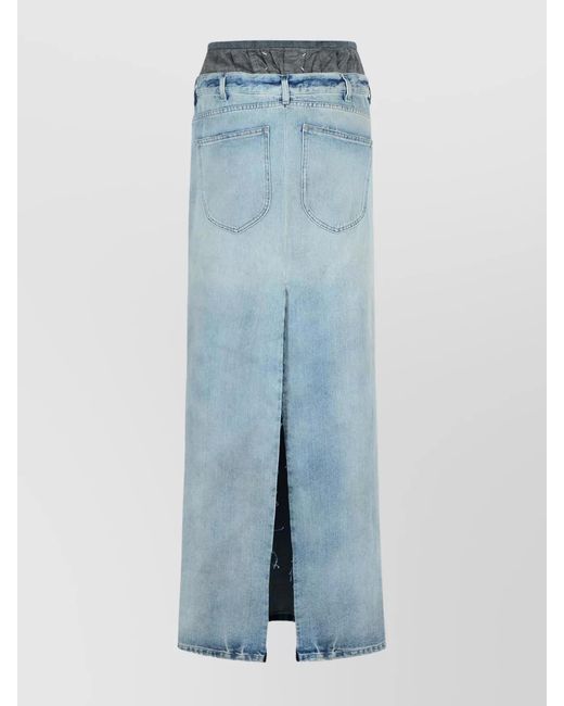 Maison Margiela Blue Denim High-Rise Front-Slit Maxi Straight Skirt
