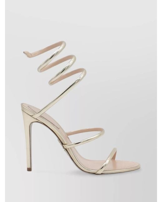 Rene Caovilla Natural Metallic Spiral Strap Sandals