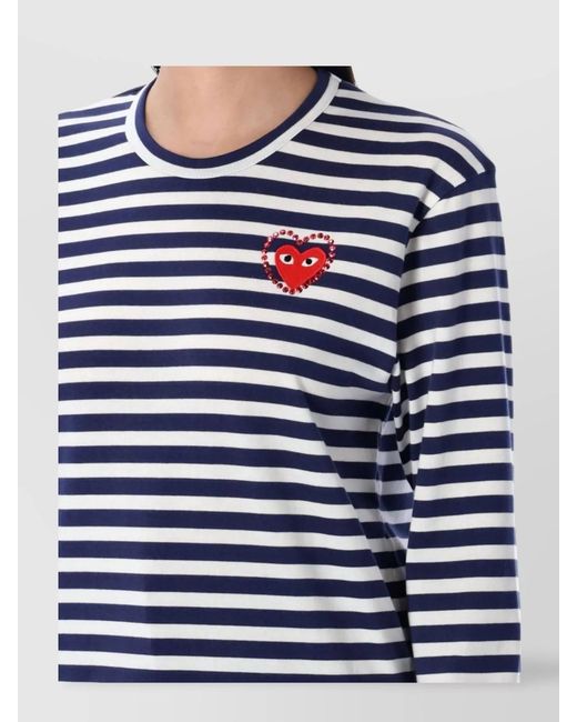 COMME DES GARÇONS PLAY Blue Striped Cotton Long-Sleeve T-Shirt