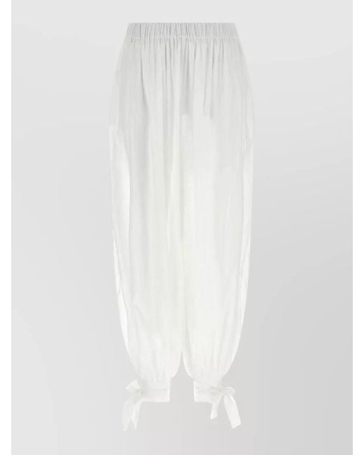 ANDAMANE White Noor Pants Ankle Ties Sheer Detail