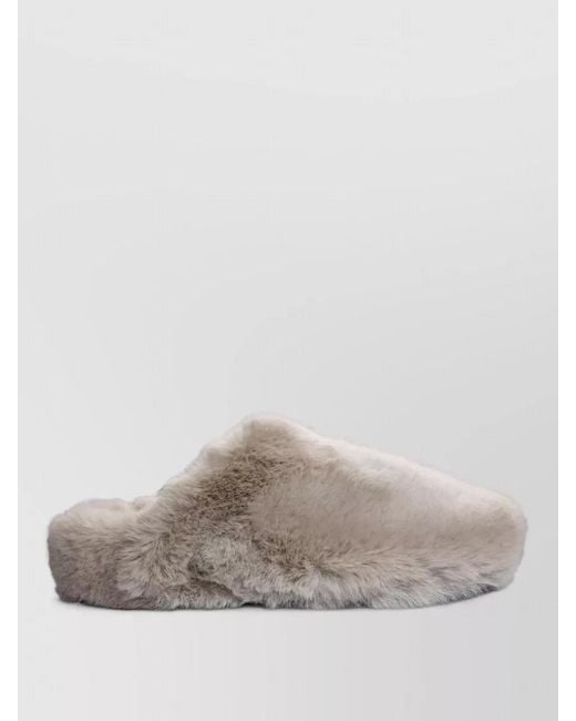 LA ROSE Gray Faux Fur Indoor Slippers Round Toe