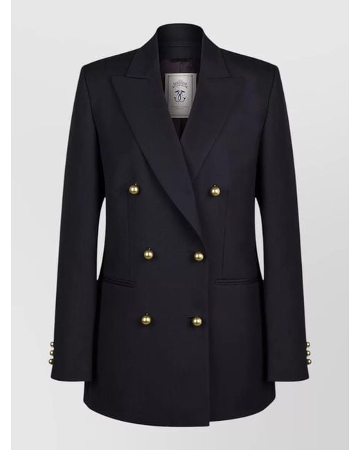 Seafarer Blue Longline Jacket Buttons Peak Lapels