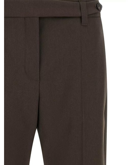 Brunello Cucinelli Brown Monile Tailored Tapered Virgin Wool Pants