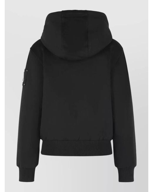 Moose Knuckles Black Bunny Cotton Blend Hooded Sweatshirt