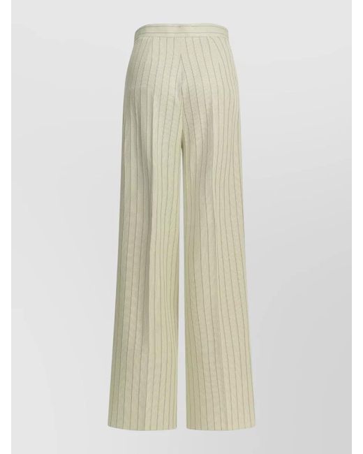 Max Mara White Tailored Pinstripe Trousers Pleated Wide Leg