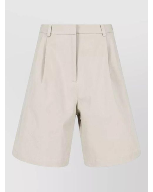 Frankie Shop Natural Straight Shorts Pleated Design Belt Loops Pockets