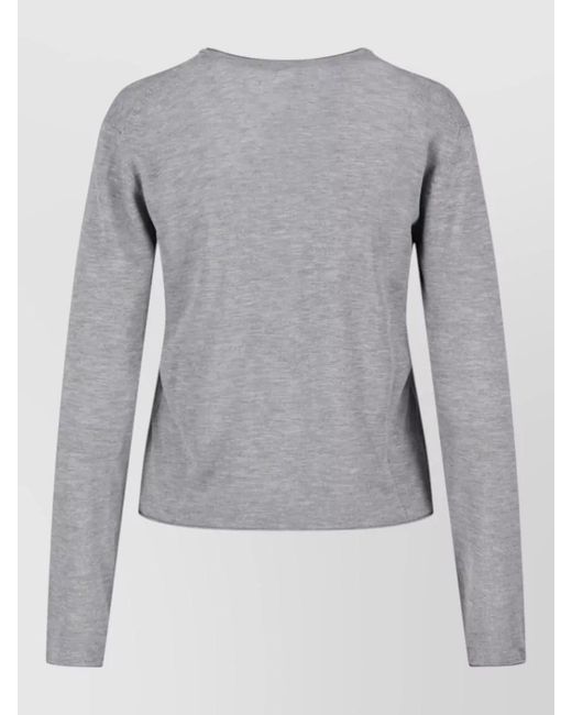 DUNST Gray Cotton Cardigan Round Neck Long Sleeves