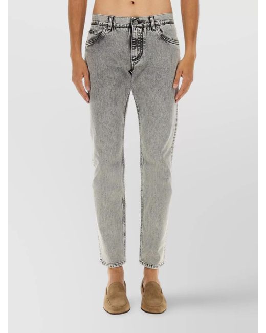 Dolce & Gabbana Gray Denim Essentials With Belt Loops And Contrast Stitching for men