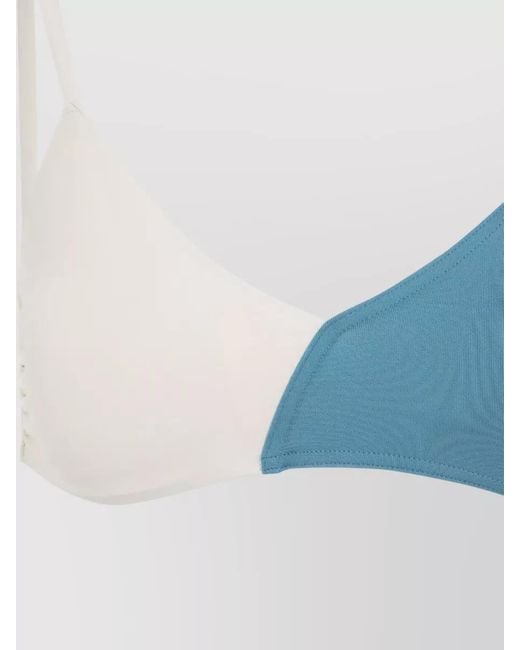 Eres Blue Two-Tone Triangle V-Neck Bikini Top