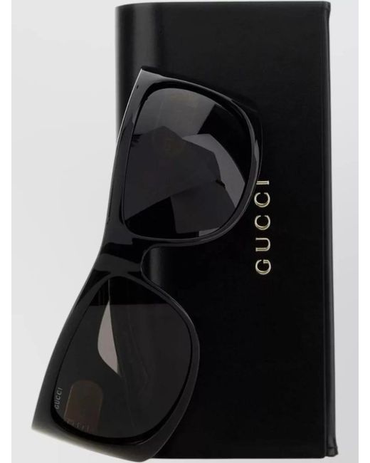 Gucci Black Acetate Rectangular Sunglasses
