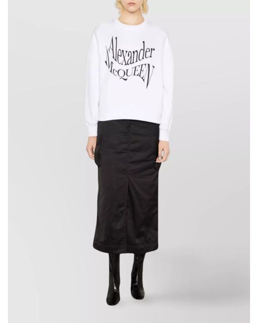 McQueen White Cotton Oversized Logo-Print Sweatshirt