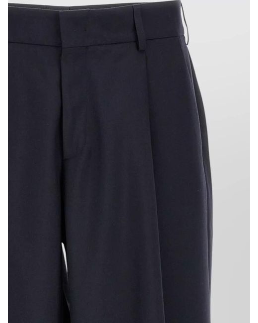 Cellar Door Blue Tailored Trousers Belt Loops Pleated Front for men