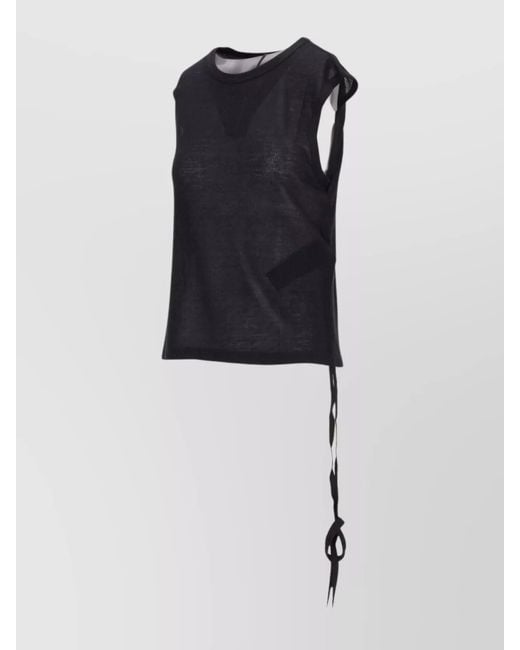 Ann Demeulemeester Black Ribbed Sleeveless Top
