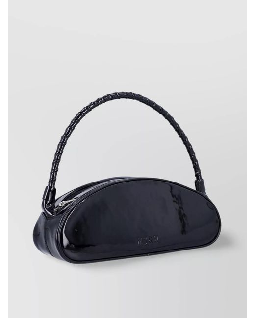 MSGM Black Calf Leather Small Shoulder Bag