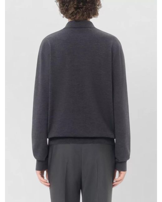 Valentino Garavani Blue Long Sleeve Crewneck Polo Silk Nylon Blend for men