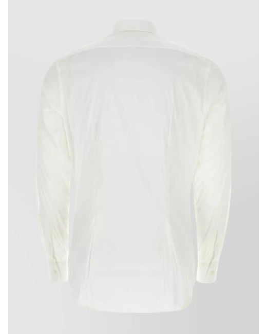 Prada White Stretch Poplin Shirt for men
