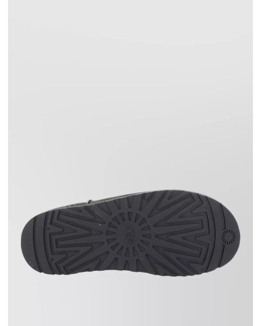 Ugg Black Slippers Flat Sole Round Toe Design