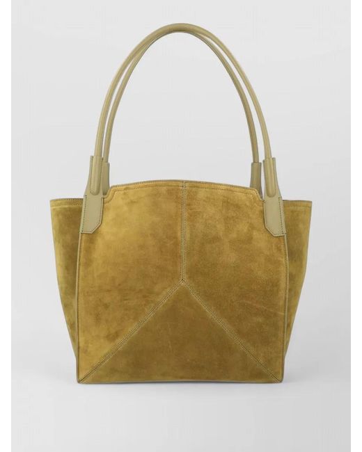 Victoria Beckham Natural Small Suede Tote Bag Structured Shape Dual Handles