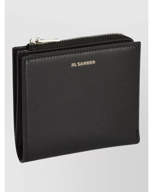 Jil Sander Black Compact Leather Wallet And Cardholder for men