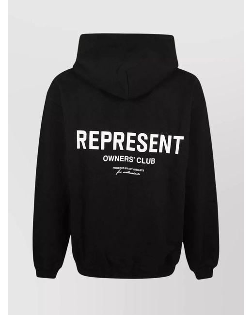Represent Black Cotton Logo Hoodie for men
