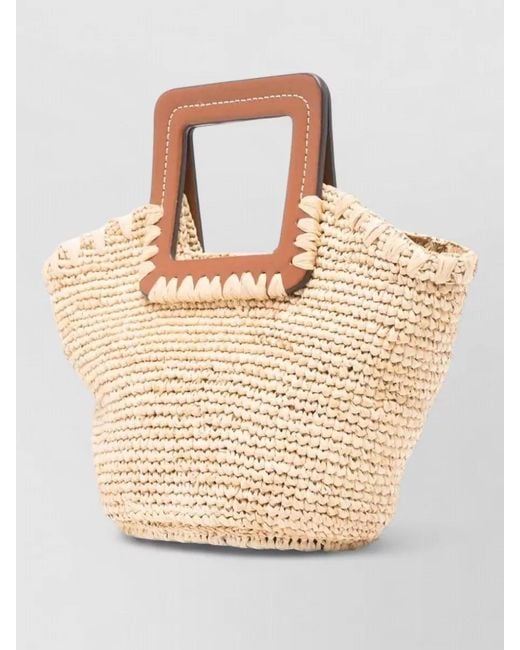 Staud Natural Raffia Mini Bucket Tote Bag