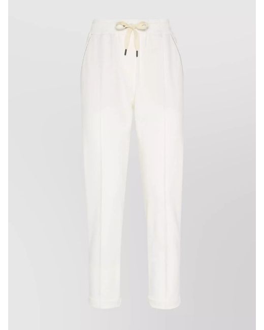 Brunello Cucinelli White Cotton Track Pants
