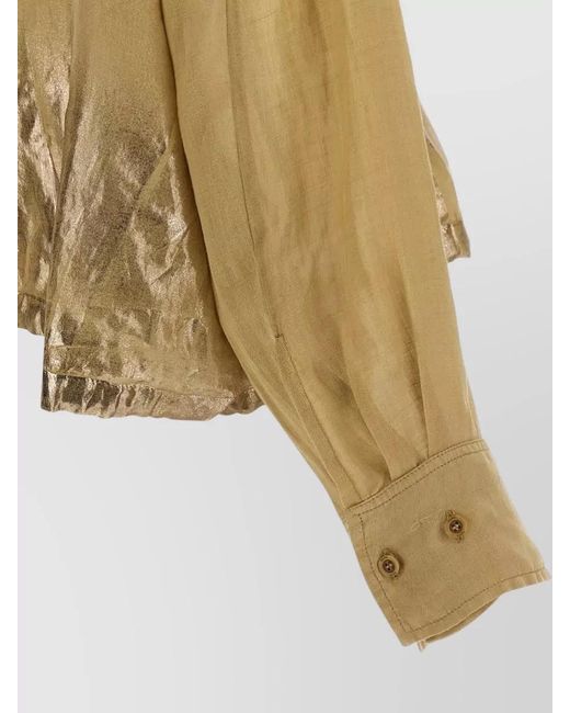 Nude Natural Linen Shirt Chest Pocket Drawstring Hem