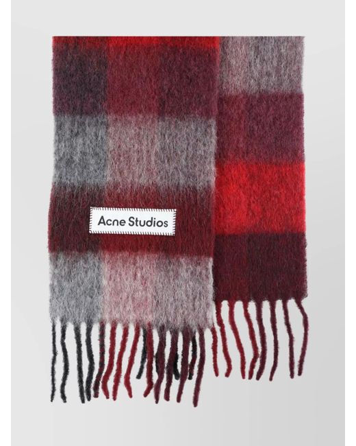 Acne Red Cozy Check Scarf For Cold Seasons for men