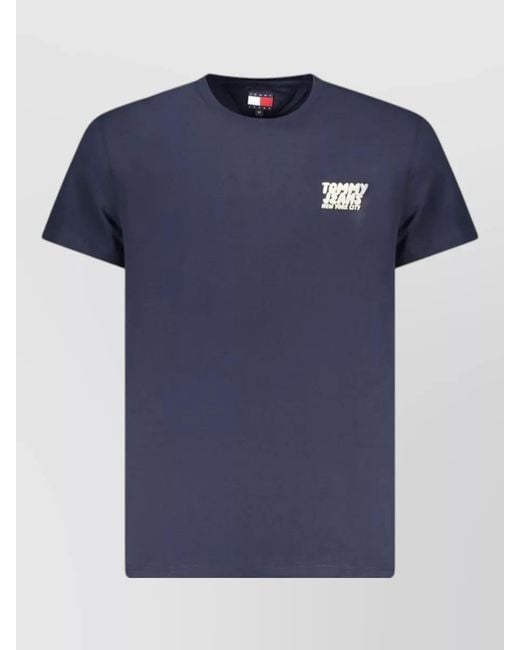Tommy Hilfiger Blue Cotton Short-Sleeve Crew-Neck T-Shirt for men