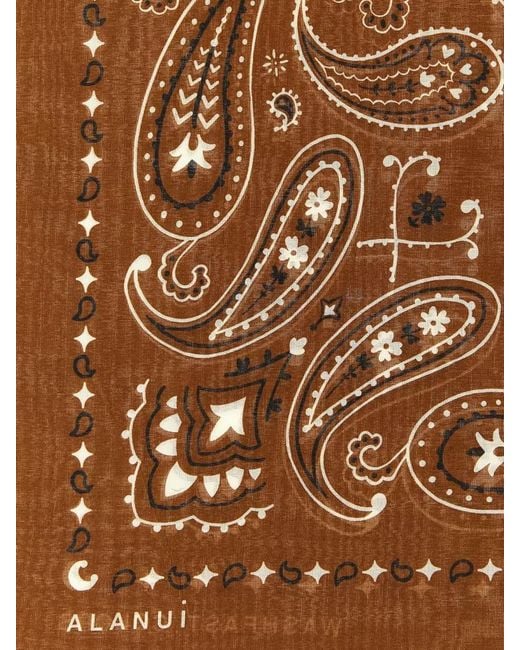 Alanui Brown Paisley Bandana Hair Accessory Washfast Colors