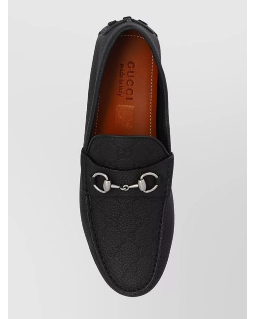 Gucci Black Leather Horsebit Loafers for men