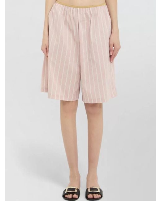 Frankie Shop Pink Elyn Bermuda Shorts Cotton Blend