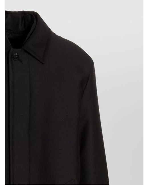Valentino Garavani Black Reversible Long Single Breasted Coat for men